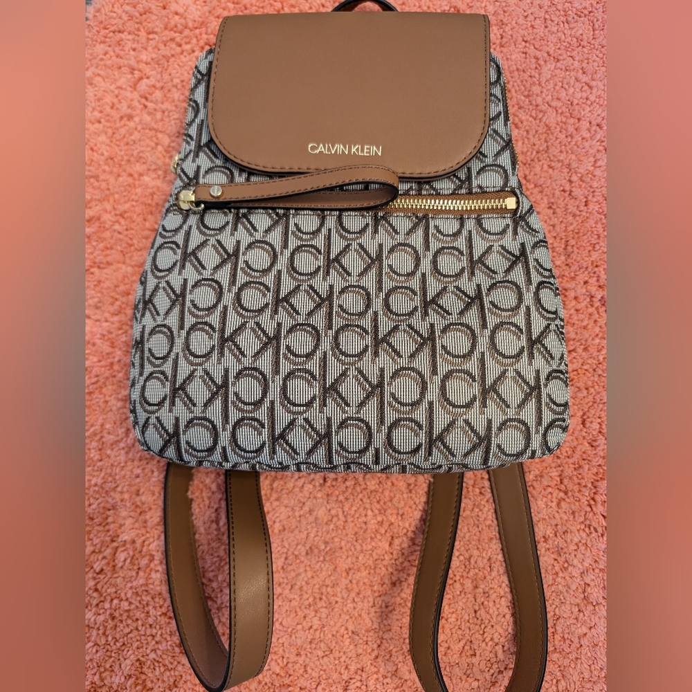 Calvin Klein Brown and Gray Women's Backpack